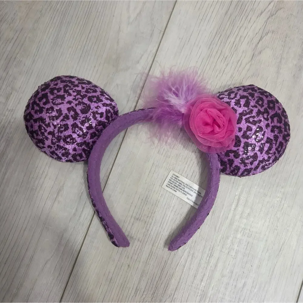 Disney Purple Mickey Ears with Pink Flower